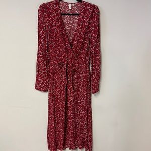 Red Floral Midi Dress Size S